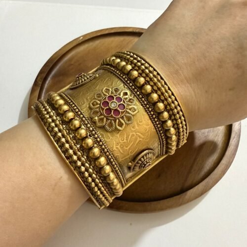 Rajwandi Karra Gold Plated Openable Bangle Size 2.6 & 2.8