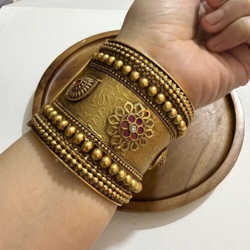 Rajwandi Karra Gold Plated Openable Bangle Size 2.6 & 2.8