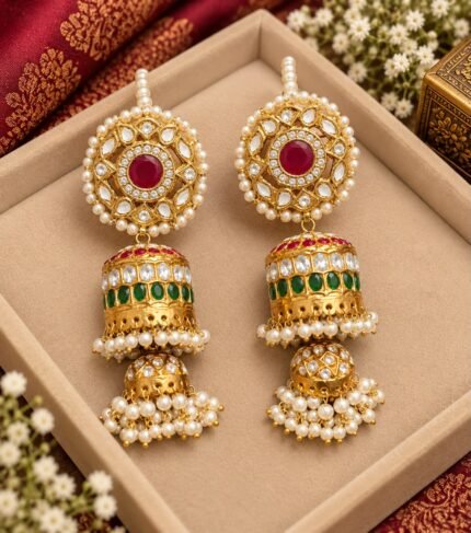 Kulsoom Jhukie 22K gold plated jhumkies