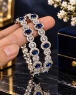 Hassen Karray rhodium plated real AD zircon stones karray pair
