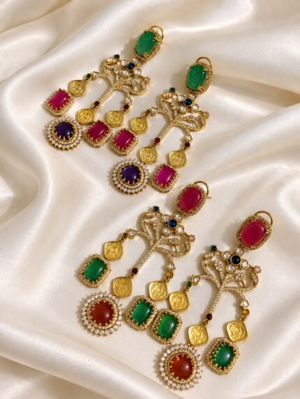 Sabyasachi-Inspired Heritage Earrings with peacock detailing