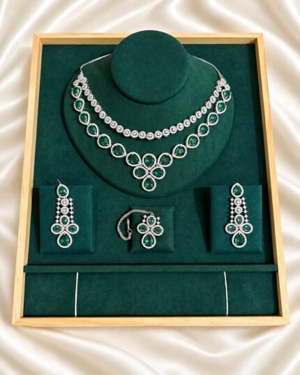 Gul-e-Rana Jewellery Set with multicolour teardrop stones