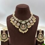 Royal Rive Emerald Set with Moissanite Kundan stones