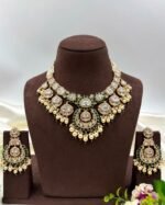Royal Rive Emerald Set with Moissanite Kundan stones